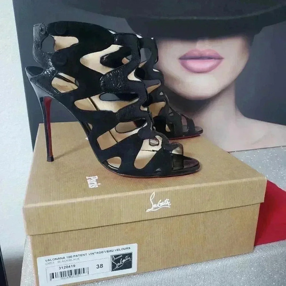 Christian Louboutin Valonana Black Strappy Heels Size 38 - Picture 5 of 8